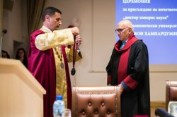 Levon Hampartzoumian was awarded the honorary degree of Doctor honoris causa