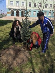 Засадихме сребърен смърч в двора на ИУ – Варна, 27 март 2021 г.